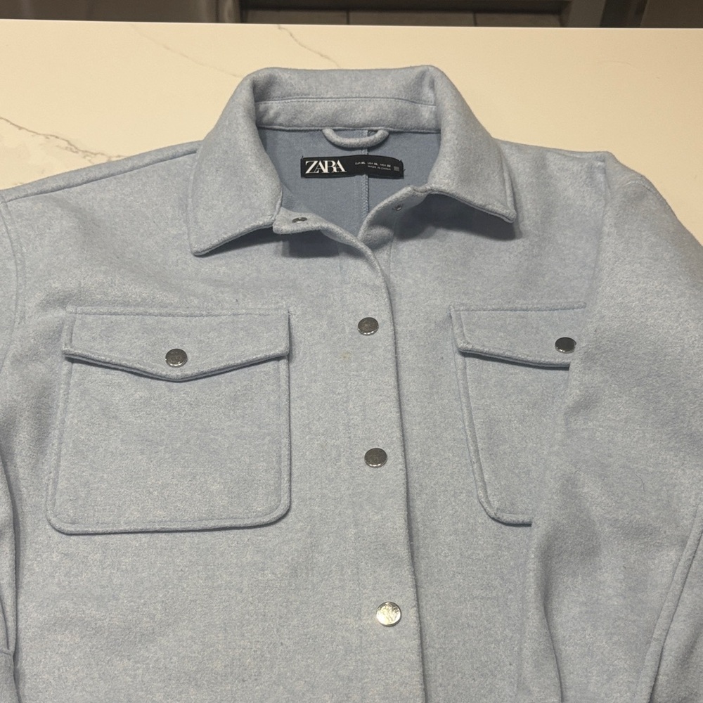 Zara Sky Blue Casual Jacket
